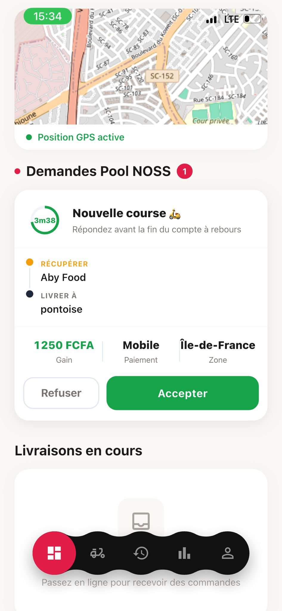 NOSS App – Interface livreur